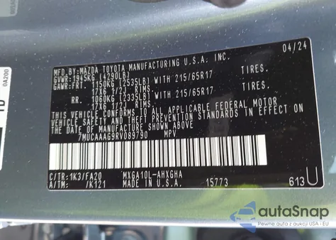 2024 Toyota Corolla Cross Le from USA, damaged, VIN 7MUCAAAG9RV089790